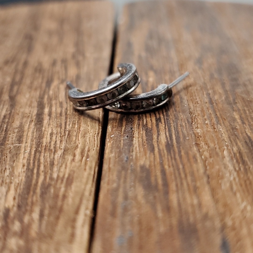 E145 sterling half hoop earrings